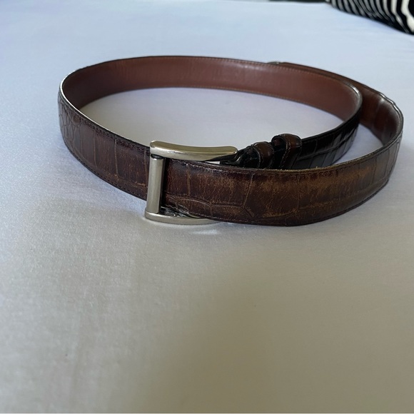 Men's Dark Brown Vintage Leather Crookhorn Belt - Picture 1 of 7